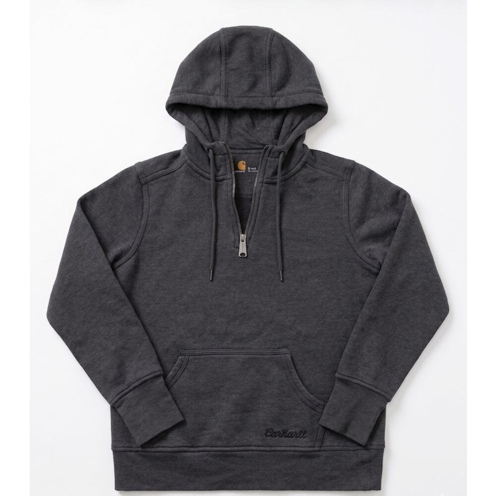 Carhartt Women’s Small Quarter Zip Hoodie Sweatshirt Charcoal Gray Pullover